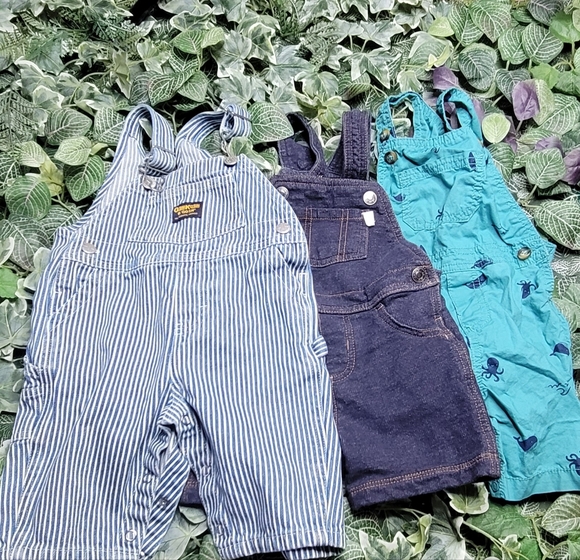 OshKosh B'gosh Other - Bundle Overalls Oshkosh Stripes Blue and White Size 3-6 monthsCarters Whales o